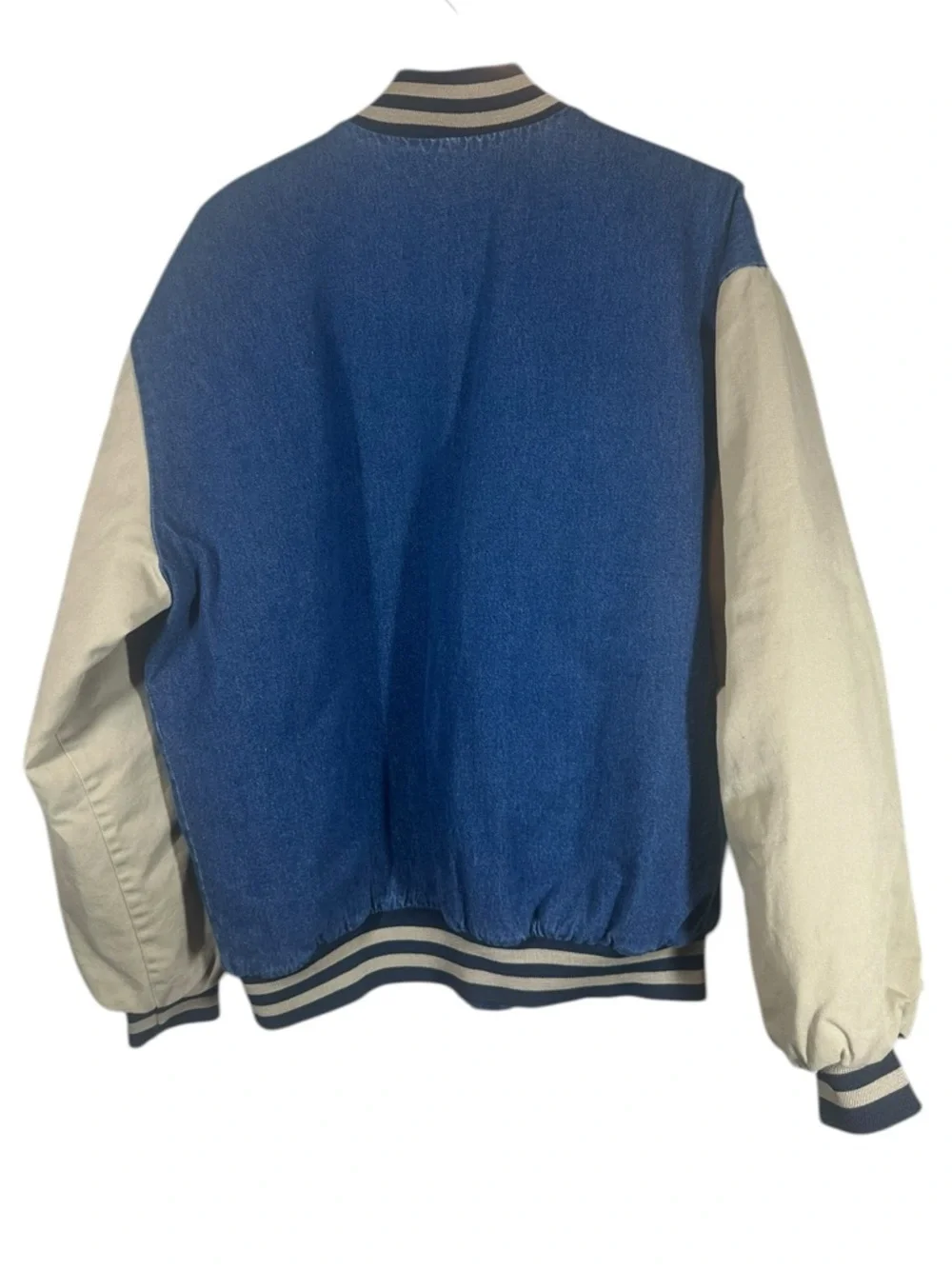 Vintage RED KAP Men's XL Denim Varsity Jacket with Quilted Lining